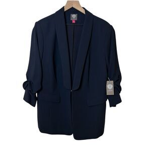 Vince Camuto Women's Plus Size 18W Navy Blue Shawl Collar Blazer NWT Office